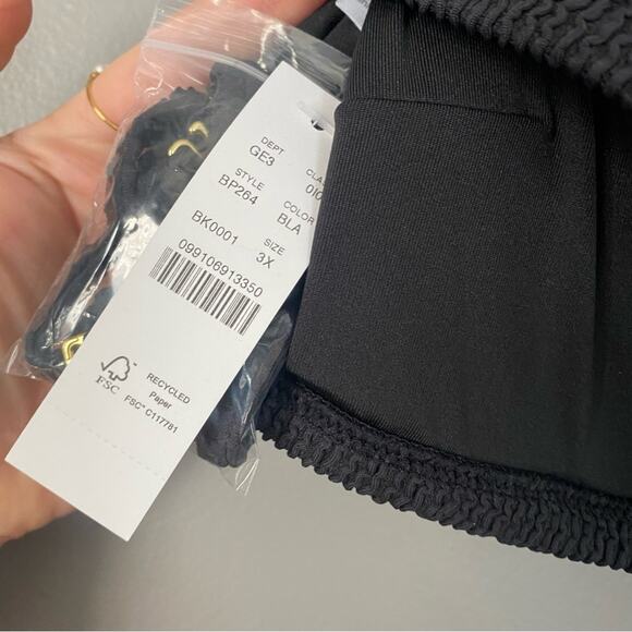 NWT J. CREW 90’s O-ring bandeau bikini top Scrunch black 3X 24 22 - Picture 4 of 6